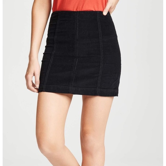 Free People Modern Femme Cord Skirt in Ink Black size 4 - Picture 3 of 8